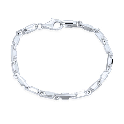 Unisex Sleek Rugged Chain Link Bracelet Sterling Silver Made in Italy 88.5 Inch