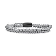 Stacked Metallic Grey Faceted Multi Strand Bracelet for Stress Relief Therapy