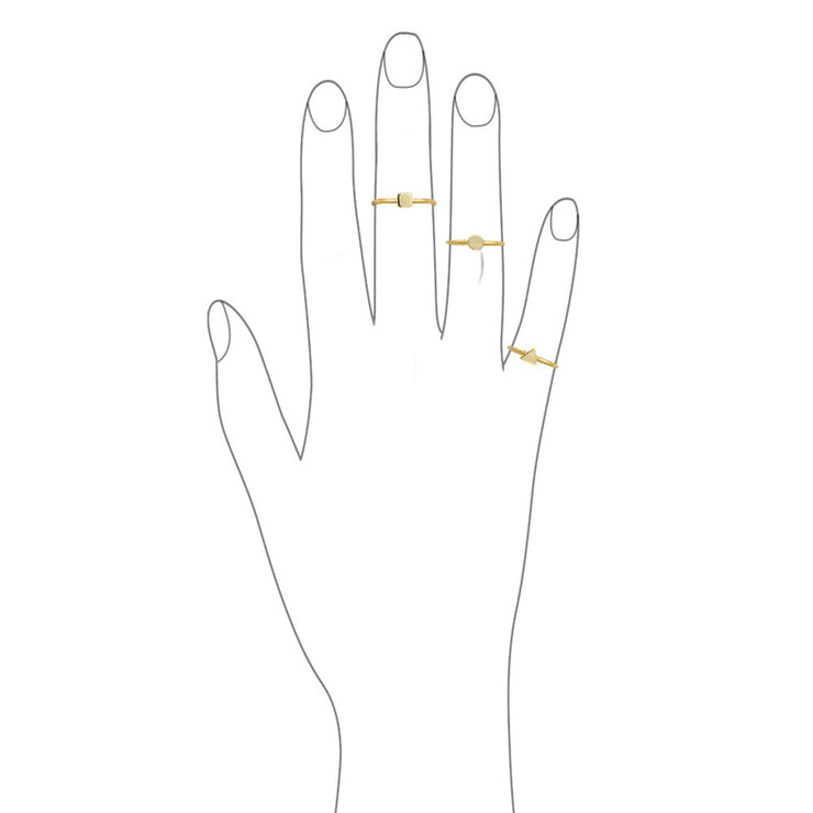 Midi Knuckle 1MM Band Flat Triangle Ring Gold Plated Sterling Silver