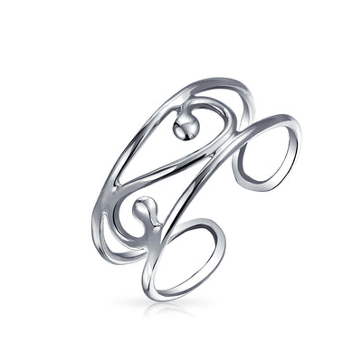 Open Spiral Celtic Scroll Wide Midi Toe Ring in Oxidized Sterling Silver