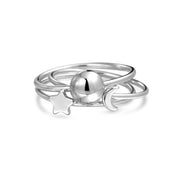 Celestial Sun Moon Star Knuckle Midi Ring Set 1MM .925 Sterling Silver