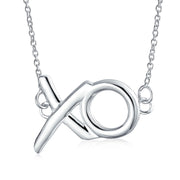 Hugs Kisses XO Station Pendant Charm Necklace High .925 Sterling Silver
