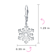 Winter Christmas Snowflake Dangle Lever back Earrings Sterling Silver