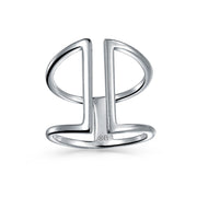 Boho Double Vertical Bar Ring .925 Sterling Silver Ring Adjustable