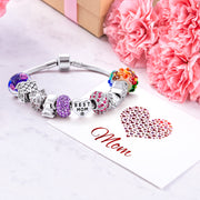 Wife Best MOM Mother Colorful Family Beads Starter Charms Bracelet