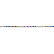 Romantic Multicolor Gemstone Heart Tennis Bracelet in Sterling Silver 7 Inch