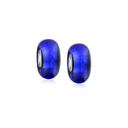 Set of 2 Navy Blue Foil Murano Glass Glass Charm Bead with Sterling Silver Core