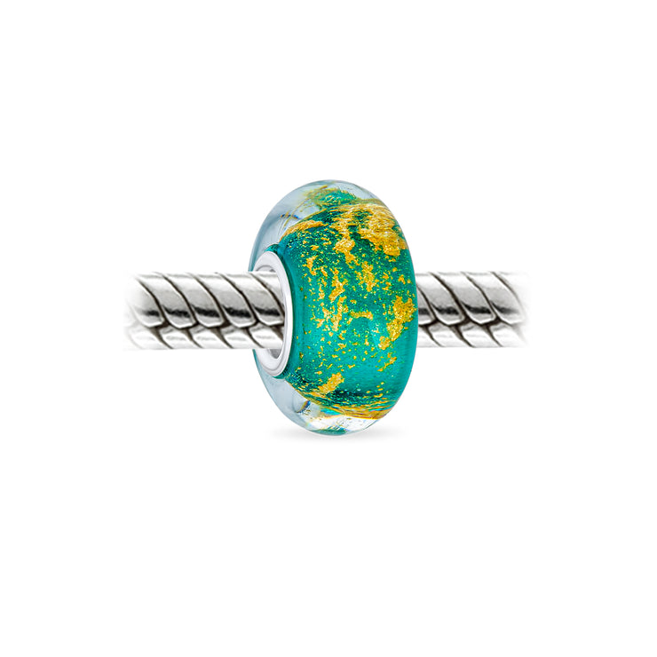 Set of 4 Murano Glass Charm Bead Blue Red Purple Green Gold Foil for Bracelet