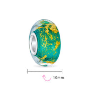 Set of 4 Murano Glass Charm Bead Blue Red Purple Green Gold Foil for Bracelet