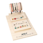 Wood 2-Tier Charm Bead, Ring, Stud Earring Organizer Fixture Jewelry