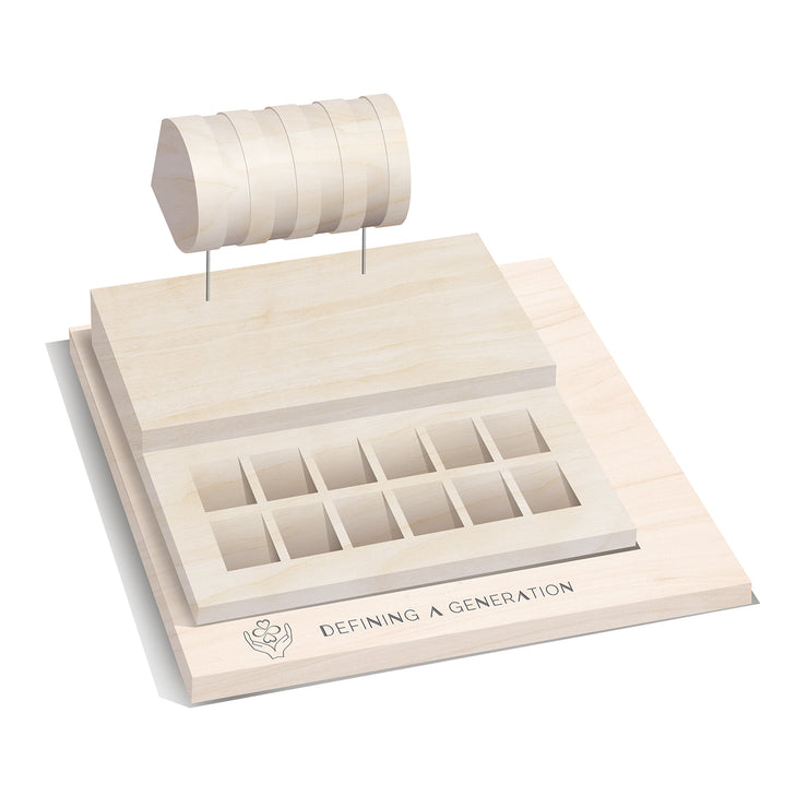 Wood 2-Tier Charm Bead, Ring, Stud Earring Organizer Fixture Jewelry