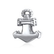 Set of 2 Nautical Boat Ship Wheel and Anchor Rope Charm Bead Sterling Silver