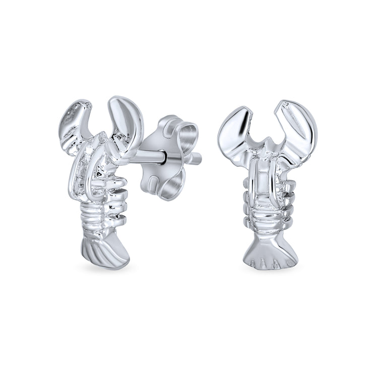 Small Nautical Vacation Be My Lobster Stud Earrings Sterling Silver