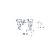 Petite Nautical Beach Vacation Lobster Stud Earrings in Sterling Silver