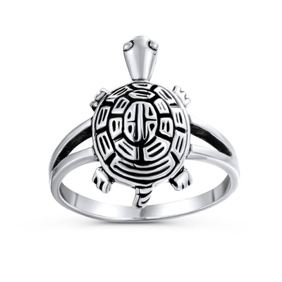 Nautical Hawaii Vacation Sea Turtle Ring Band Sterling Silver Split Shank Ring