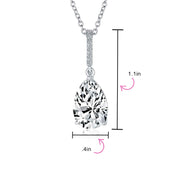 5CT Teardrop Shape Solitaire CZ Pendant Necklace Prom Sterling Silver