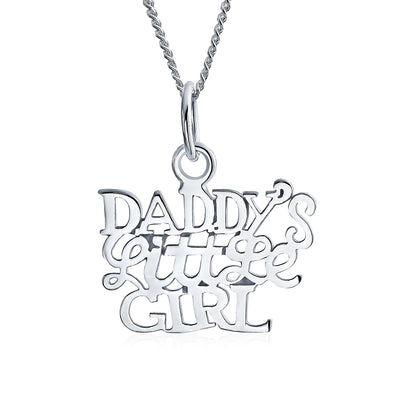 Daddys Little Name Plated Pendant .925 Sterling Silver Necklace 16 In