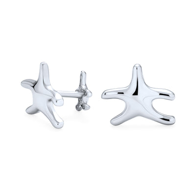 Starfish French Style Fixed Backing Shirt Cufflinks Sterling Silver