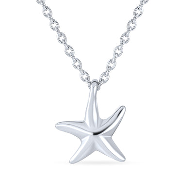 Hawaii Ocean Starfish Pendant Necklace in Sterling Silver for Teens