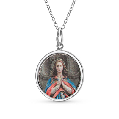 Jesus Pendant Necklace Religious Medal Medallion .925 Sterling Silver