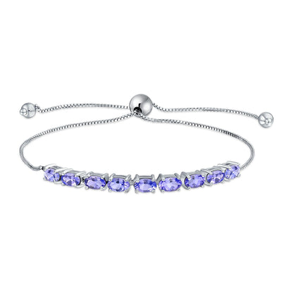 Natural 3.90 CTW Lavender Tanzanite Tennis Bracelet with Zircon Accents Sterling Silver