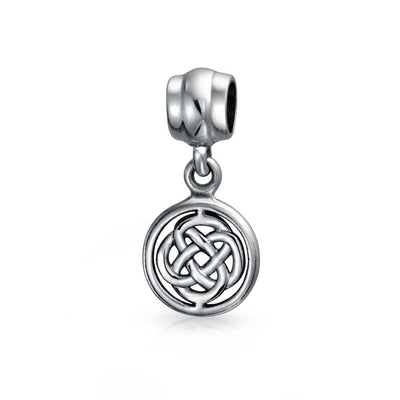 Celtic Infinity Love Knot Dangle Charm Bead in Oxidized Sterling Silver for Bracelet