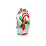 Christmas Charm Bead Red Candy Cane Peppermint Murano Glass for Bracelets