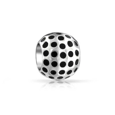 Golfer Sport Charm Bead Black Oxidized Silver for European Bracelet