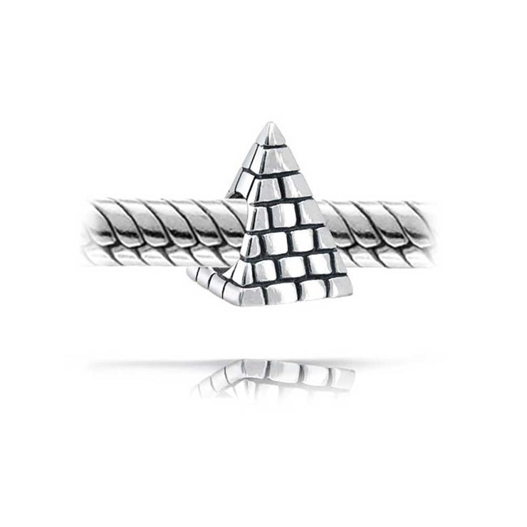 Set of 2 Vacation Travel Suitcase Luggage & Egyptian Pyramid Charm Bead Silver