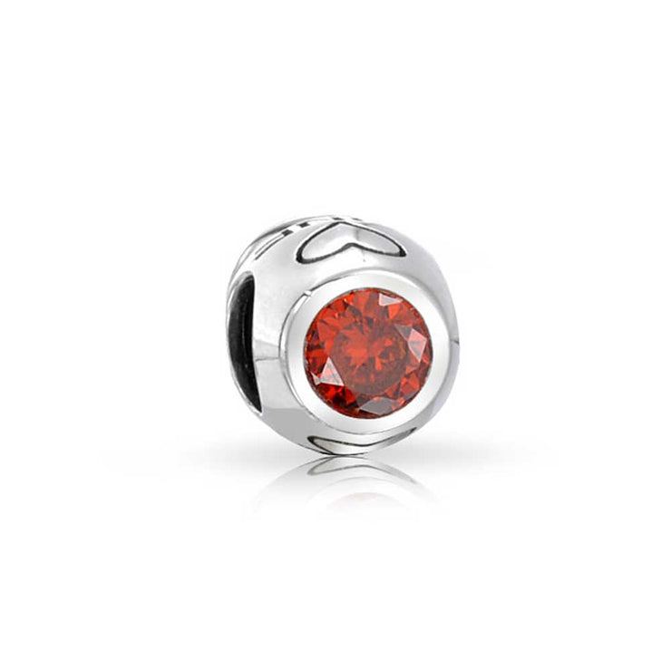 Set of 3 Sommelier Red Wine Glass CZ & Faceted Translucent Red Glass Charm Bead