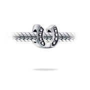 Set of 2 Lucky Horseshoe Charm Bead Sterling Silver for European Bracelet