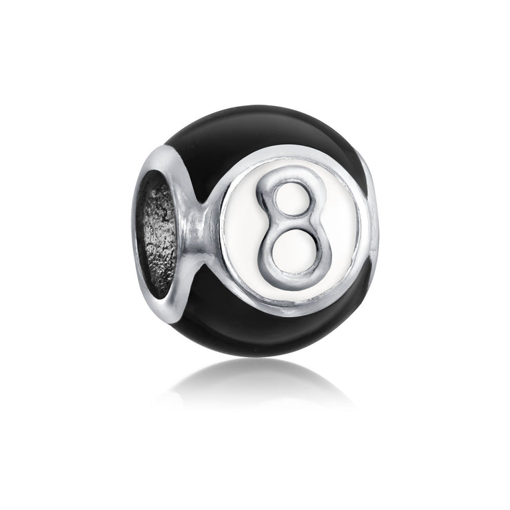 Pool Player Magic Number 8 Ball Billiards Charm Bead Sterling Silver