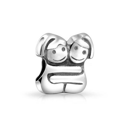 BFF Best Hugging Friends Forever Friendship Bead Charm Sterling Silver