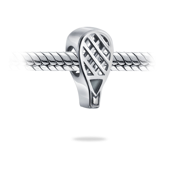 Set of 2 Sports Champion Trophy Dangle Tennis Racquet Charm Bead Sterling Silver