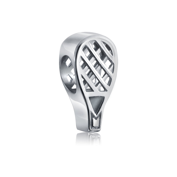 Set of 2 Sports Champion Trophy Dangle Tennis Racquet Charm Bead Sterling Silver