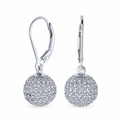 Minimalist Geometric Dangle Chandelier Earrings with Cubic Zirconia Pave Disco Ball