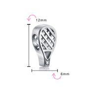 Set of 2 Sports Champion Trophy Dangle Tennis Racquet Charm Bead Sterling Silver