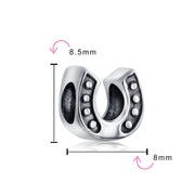 Set of 2 Lucky Horseshoe Charm Bead Sterling Silver for European Bracelet