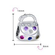 Set of 3 Fashion Multicolor CZ Clutch Purse 2 Solid Pink Spacer Charm Bead