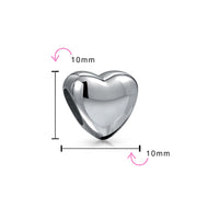 Set of 2 Simple Heart Bead Charm Sterling Silver for European Bracelet