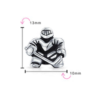 Ice Goalie Sports Team Hockey Player Charm Bead .925Sterling Silver