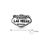 Set of 2 Welcome to Las Vegas and Poker Ace of Hearts Charm Bead Sterling Silver