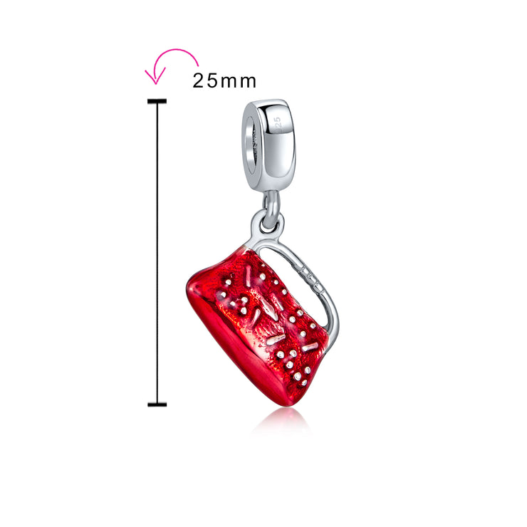 Set of 2 Fashion Crystal Black Dress Red Clutch Purse Dangle Charm Bead Silver