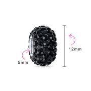 Set of 3 Halloween Skeleton Skull CZ Eye & Solid Black Crystal Spacer Charm Bead