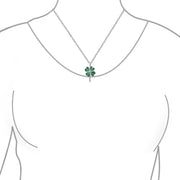 Irish Jewelry Set Shamrock Charm Green Clover Earrings Pendant Necklace Silver