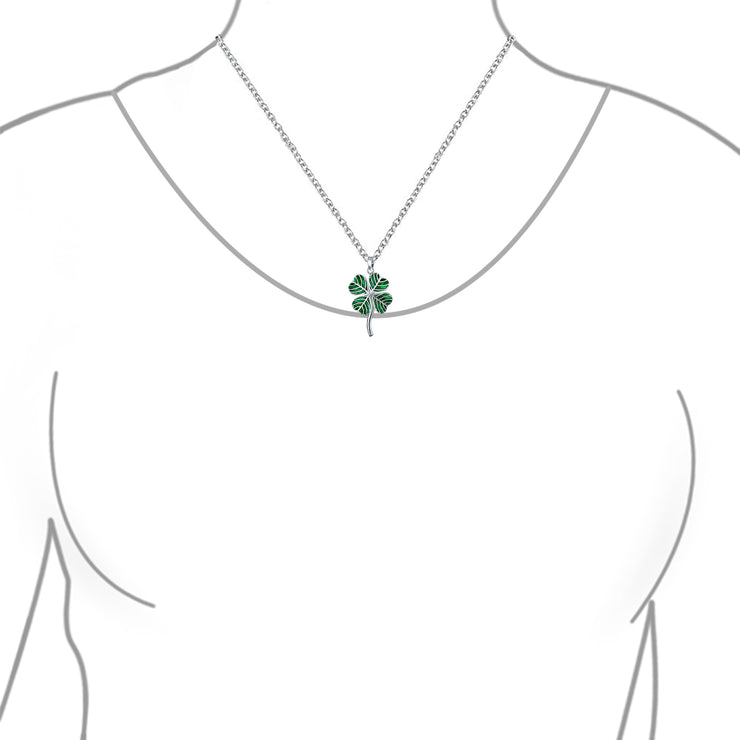 Irish Jewelry Set Shamrock Charm Green Clover Earrings Pendant Necklace Silver