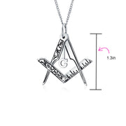 Masonic Freemason Foldable Compass Pendant Sterling Silver Necklace