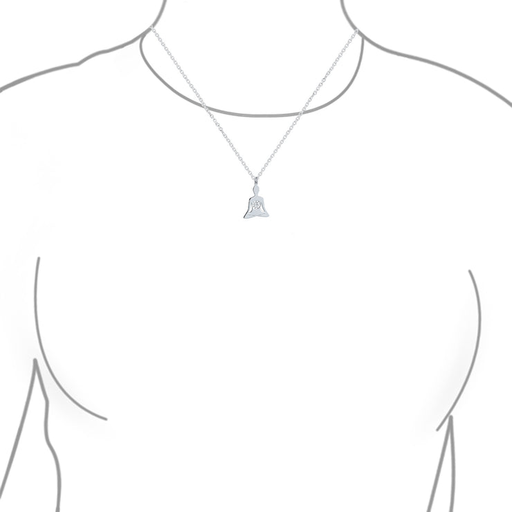 Mediation Celestial Fairy Star Heptagram Buddha Pendant Necklace in Sterling Silver