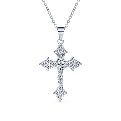 Botonee Cross Pendant CZ Cubic Zirconia .925 Sterling Silver Chain