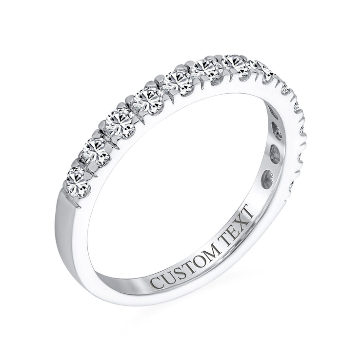 Cubic Zirconia Cocktail Statement Ring: Clear CZ Half Eternity Wedding Band